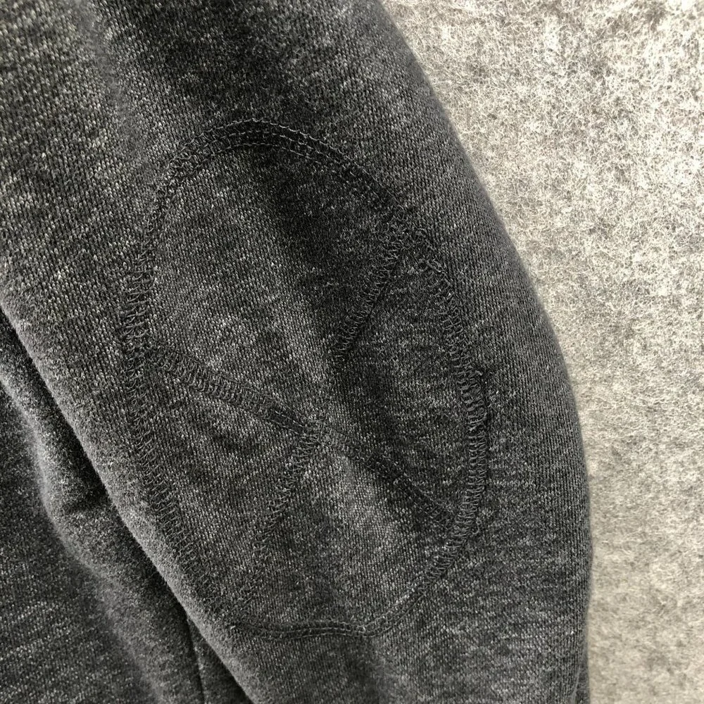 Banana Republic 1/4 Zip‎ Sweatshirt Mens M Dark Gray Elbow Patch Lightweight